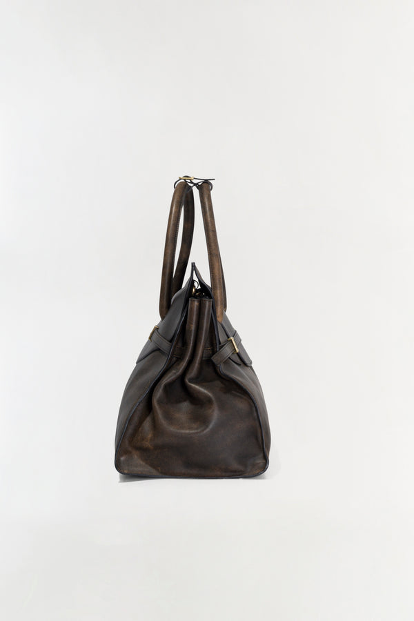 Jonathan Simkhai River Leather Weekender Tote DISTRESSED CHOCOLATE