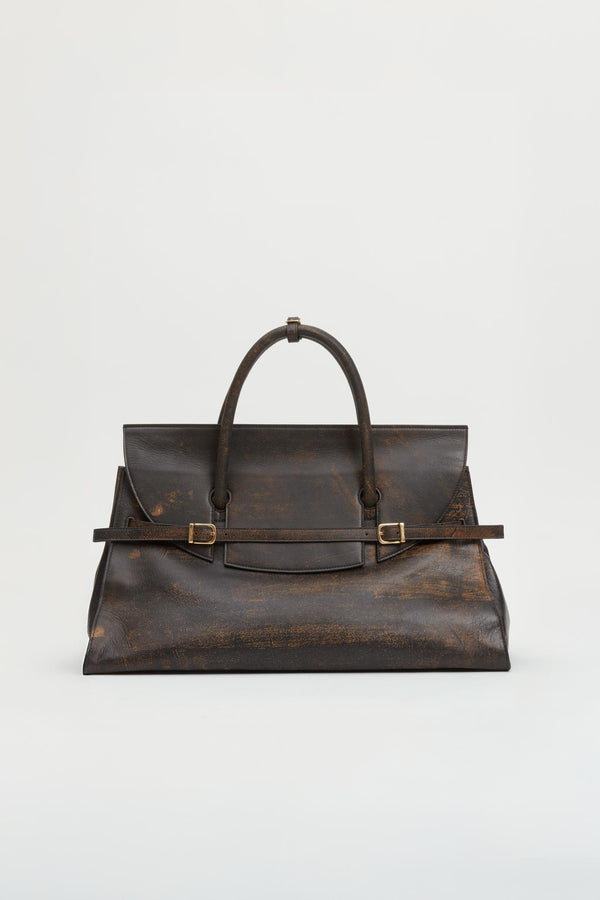 jonathan simkhai River Leather Weekender Tote DISTRESSED CHOCOLATE