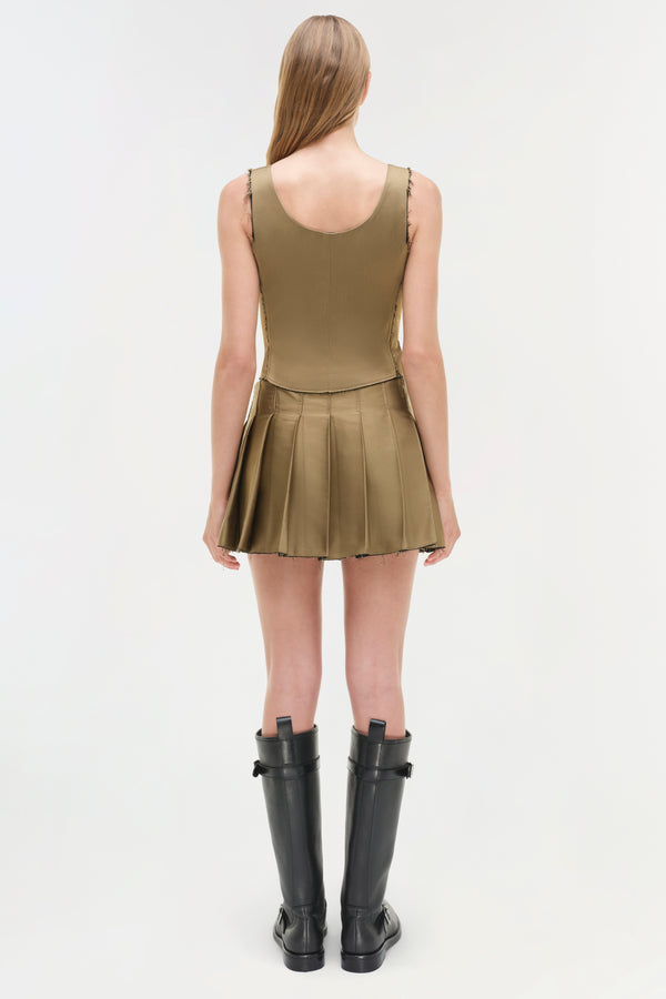 Jonathan Simkhai Rives Pleated Mini Skort BRONZE MULTI