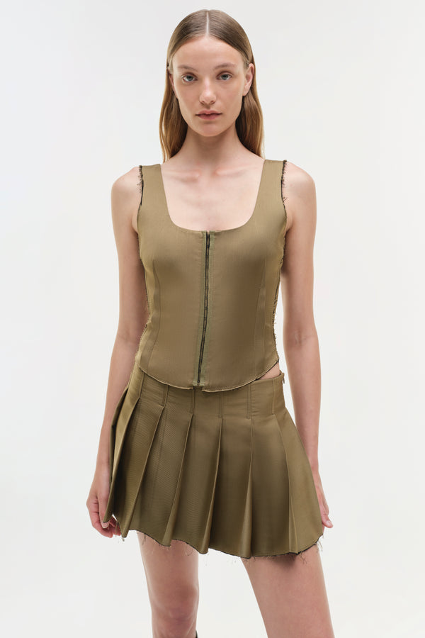 Jonathan Simkhai Rives Pleated Mini Skort BRONZE MULTI