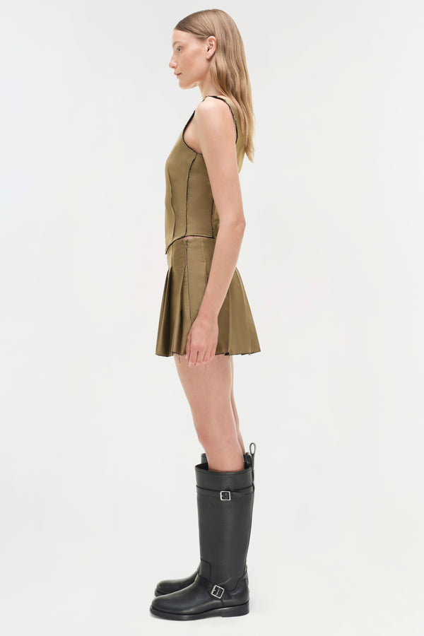 Jonathan Simkhai Rives Pleated Mini Skort BRONZE MULTI