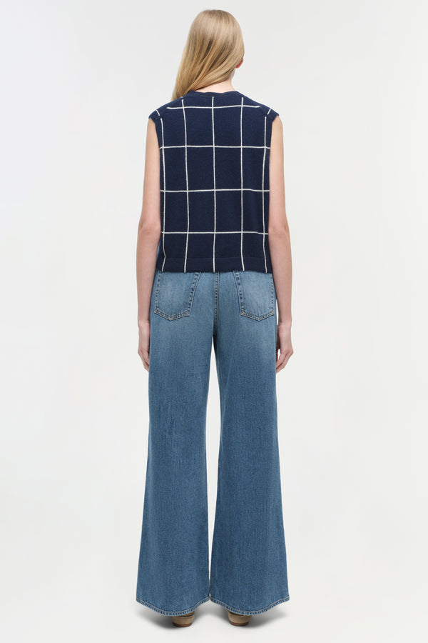 Jonathan Simkhai Rozzi Cashmere Vest MIDNIGHT PLAID