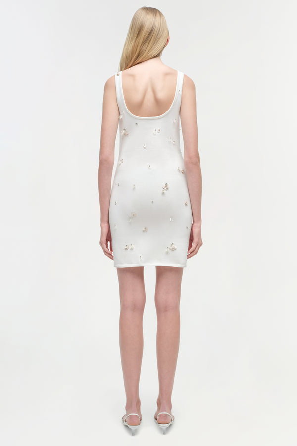 Jonathan Simkhai Rue Embellished Knit Mini Dress Ivory