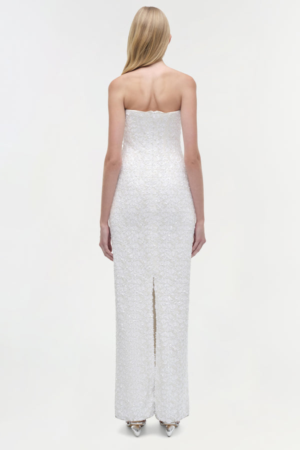 Jonathan Simkhai Savia Strapless Embellished Gown Ivory