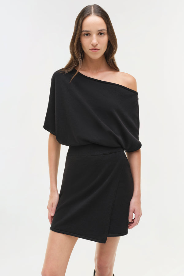 Jonathan Simkhai Shania Off Shoulder Mini Dress Black