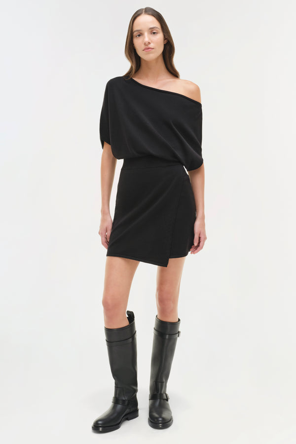 jonathan simkhai Shania Off Shoulder Mini Dress Black