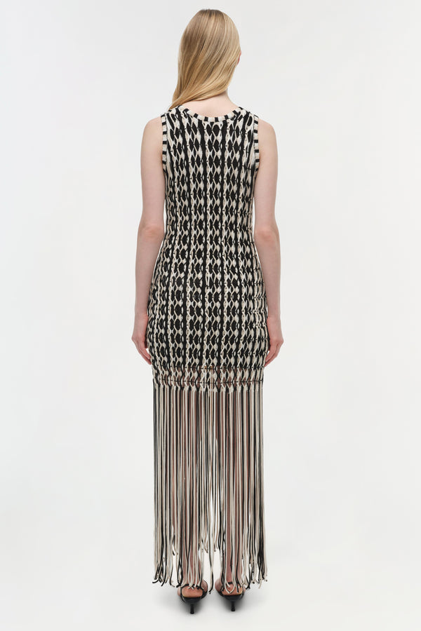 Jonathan Simkhai Sonia Fringe Knit Dress SAND MULTI