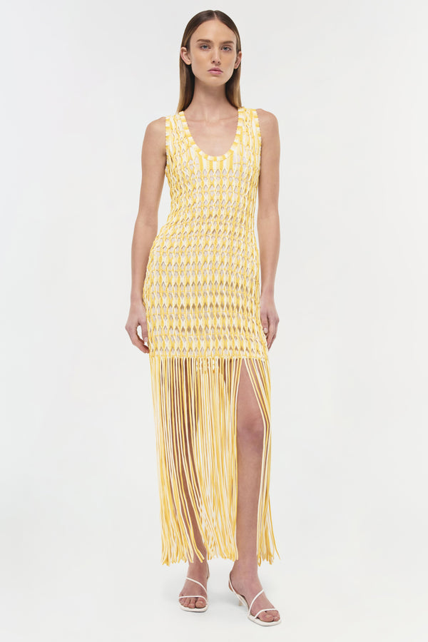 jonathan simkhai Sonia Fringe Knit Dress SUNNY MULTI