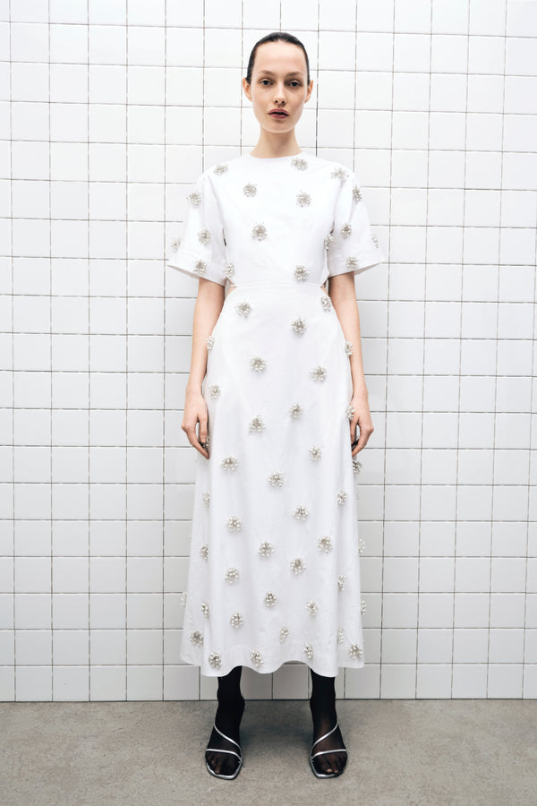 jonathan simkhai Starla Embellished Midi Dress WHITE