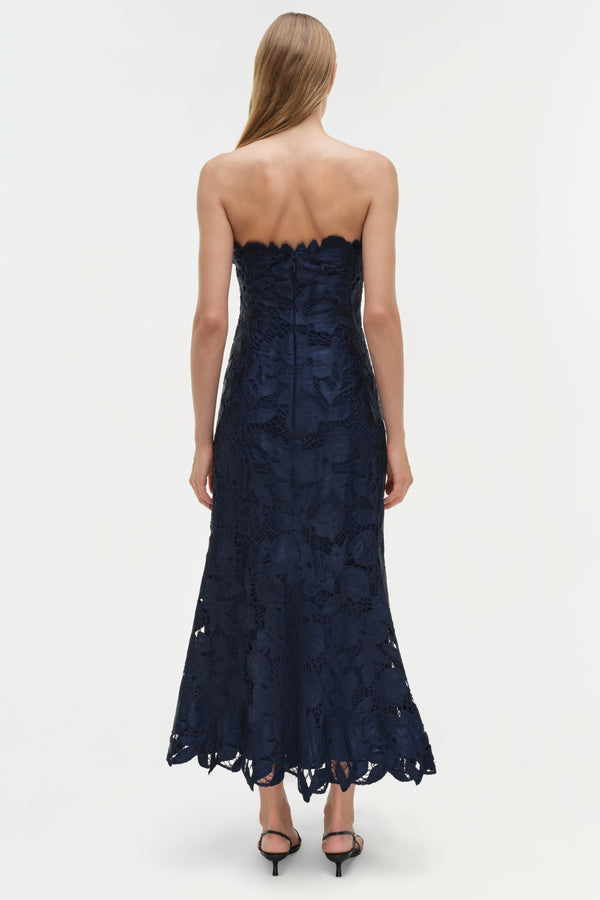 Jonathan Simkhai Valletta Strapless Embroidered Dress Midnight