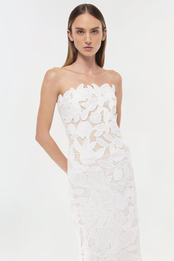 Jonathan Simkhai Valletta Strapless Embroidered Dress WHITE MULTI