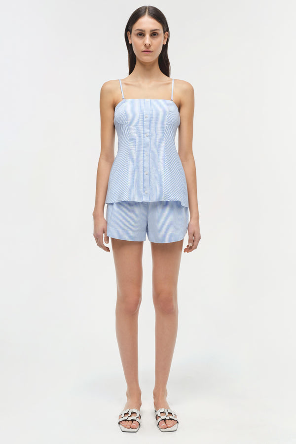 jonathan simkhai Vivvy Cotton Top BLUE HYDRANGEA STRIPE