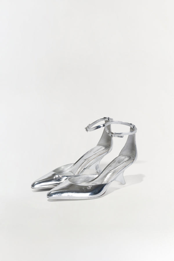 Jonathan Simkhai Vixen Metallic Leather Wedge SILVER