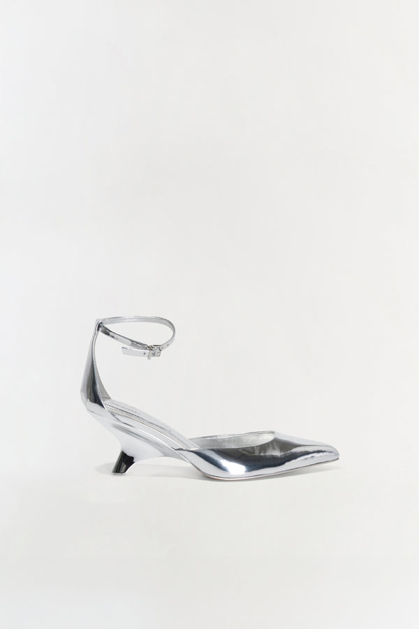 jonathan simkhai Vixen Metallic Leather Wedge SILVER