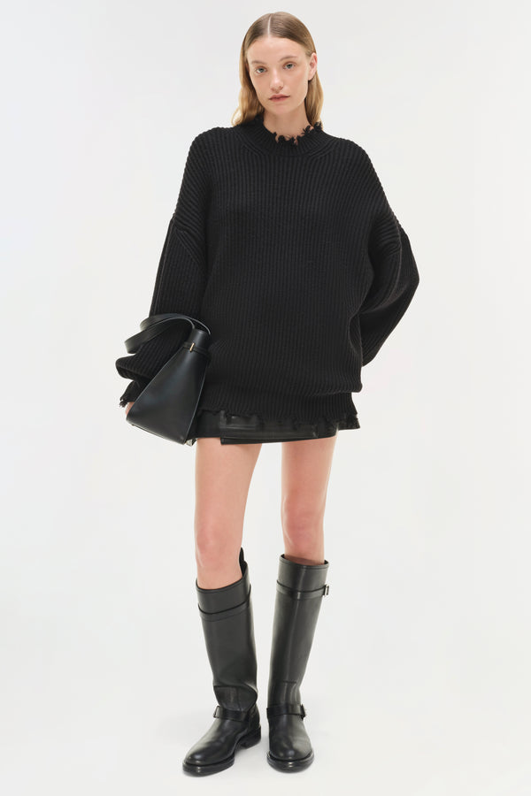 Jonathan Simkhai Willa Oversized Wool Sweater Black