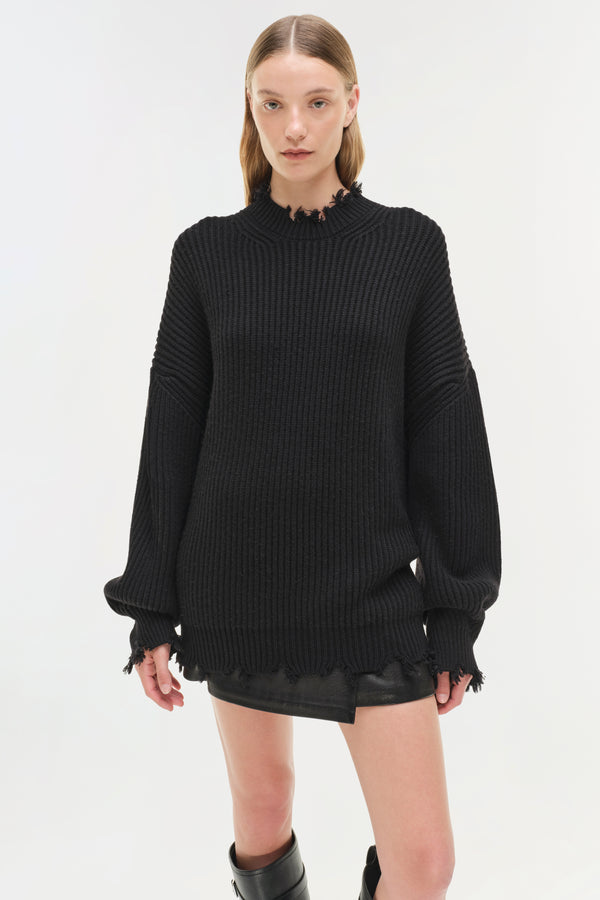 Jonathan Simkhai Willa Oversized Wool Sweater Black