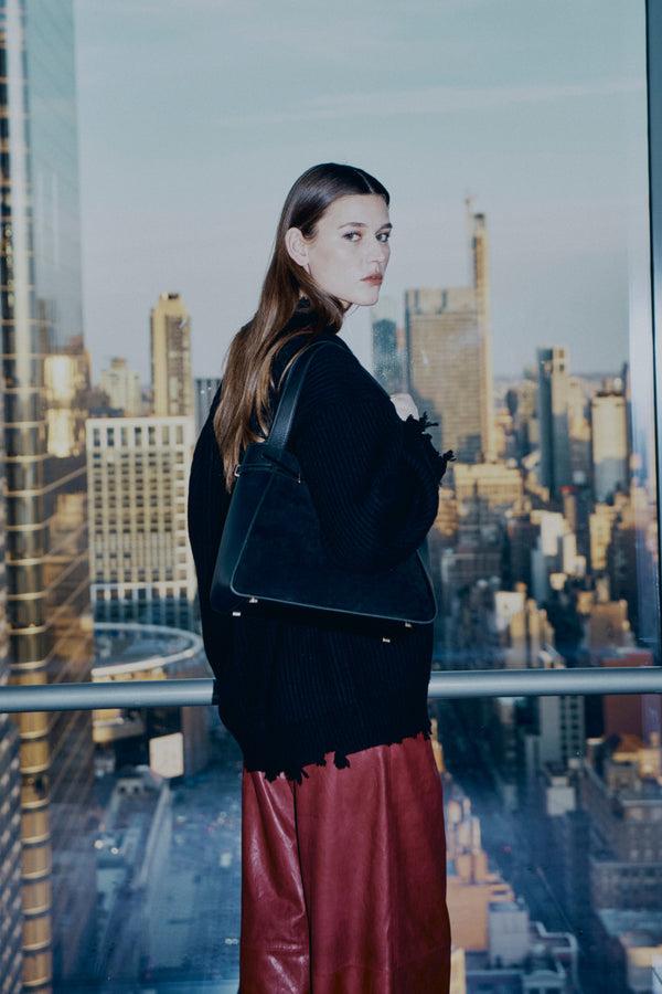 jonathan simkhai Willa Oversized Wool Sweater Black