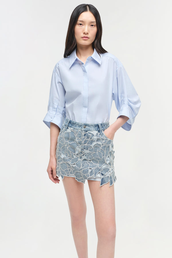 Jonathan Simkhai Winnie Floral Denim Mini Skirt BOCA