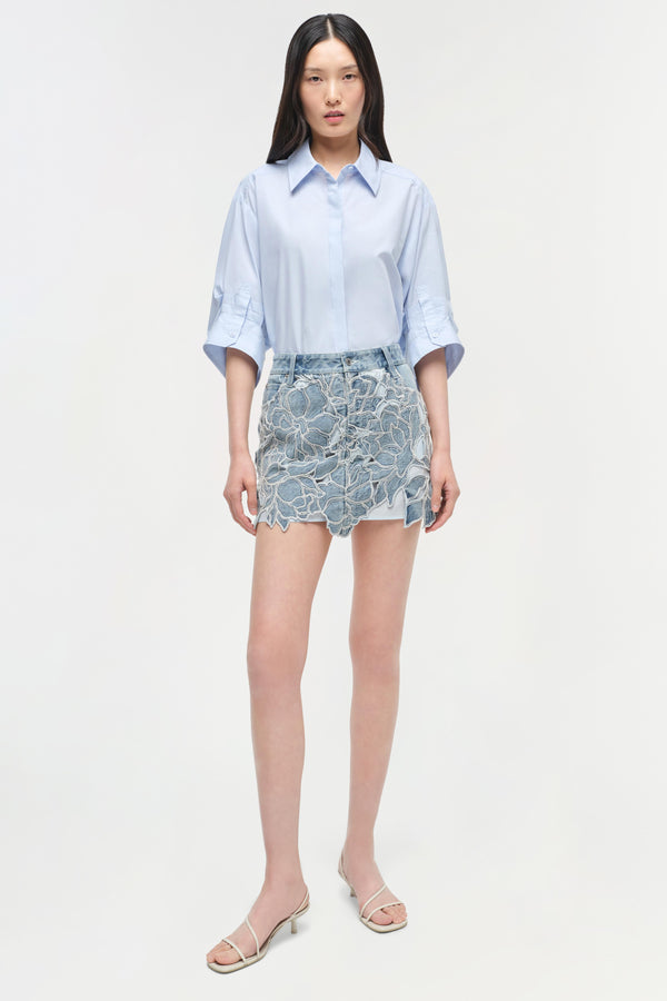 jonathan simkhai Winnie Floral Denim Mini Skirt BOCA