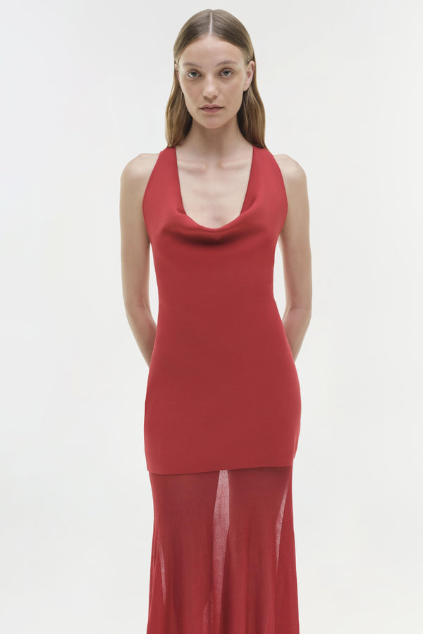 Jonathan Simkhai Xena Knit Combo Maxi Dress CRIMSON