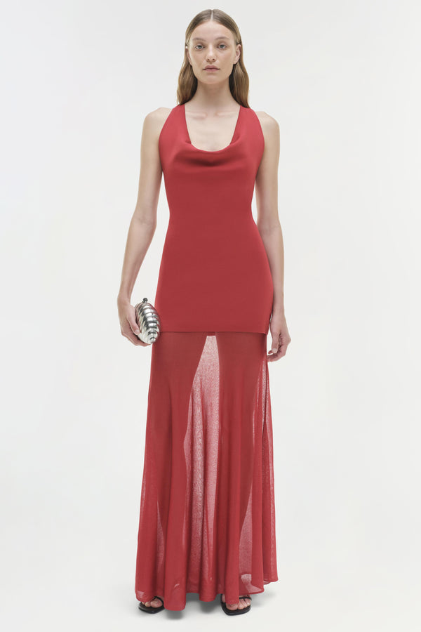 Jonathan Simkhai Xena Knit Combo Maxi Dress CRIMSON