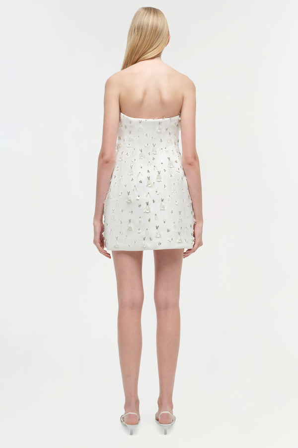Jonathan Simkhai Yasmin Embellished Strapless Mini Dress Ivory