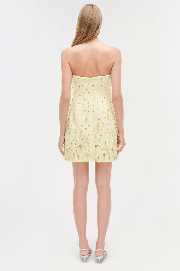 Jonathan Simkhai Yasmin Embellished Strapless Mini Dress SUNGLOW