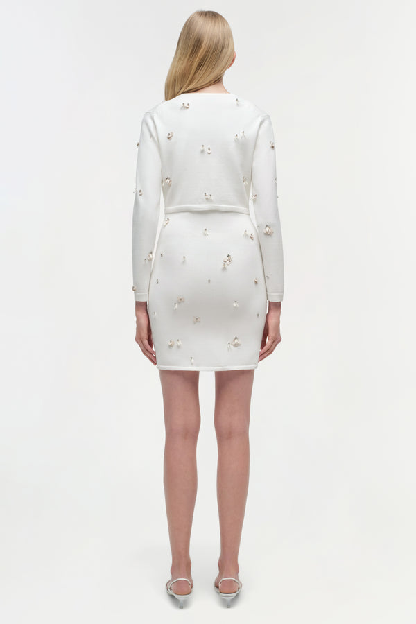 Jonathan Simkhai Zadie Embellished Cropped Cardigan Ivory