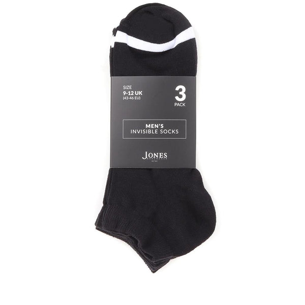 Jones Bootmaker Accessories 3 Pack Cotton Ankle Socks - Black-White