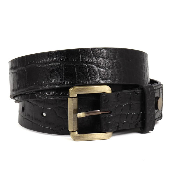 jones bootmaker Accessories Leather Belt - Black Croc