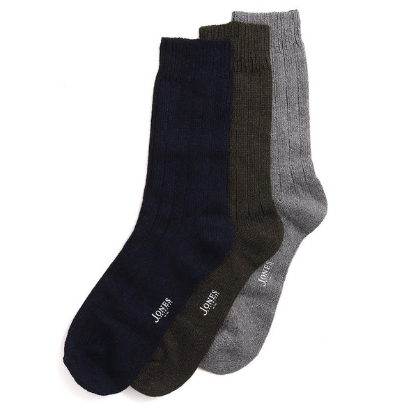Jones Bootmaker Accessories Three Pack Mens Neutral Toned Socks - Multi