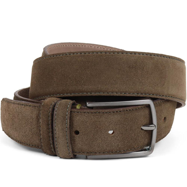jones bootmaker Accessories Upney Men's Suede Leather Belt - Khaki Suede