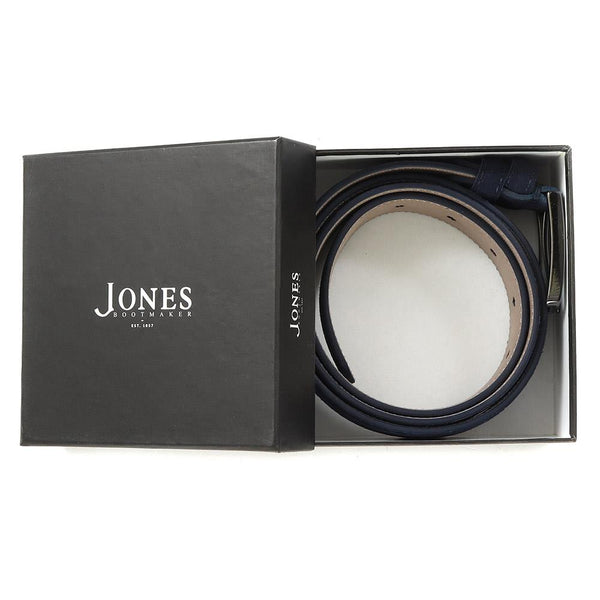 jones bootmaker Accessories Upney Men's Suede Leather Belt - Navy Suede