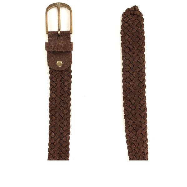 Jones Bootmaker Accessories Vancouver Men's Braided Leather Belt - Brown Suede