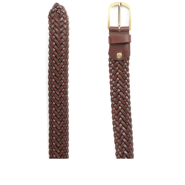 Jones Bootmaker Accessories Vancouver Men's Braided Leather Belt - Brown Leather