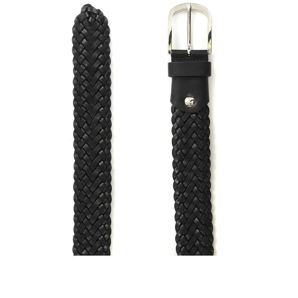 Jones Bootmaker Accessories Vancouver Men's Braided Leather Belt - Black Leather