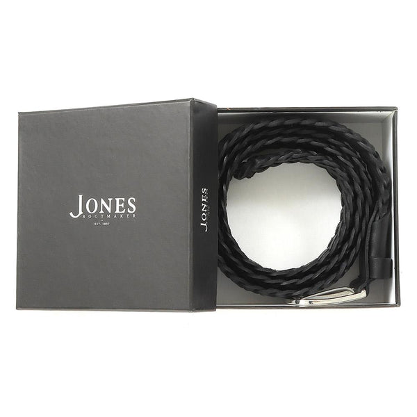 jones bootmaker Accessories Vancouver Men's Braided Leather Belt - Black Leather