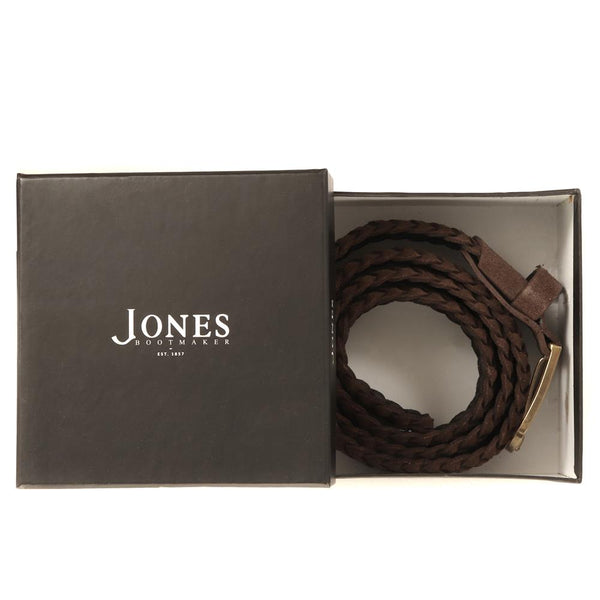 jones bootmaker Accessories Vancouver Men's Braided Leather Belt - Brown Suede