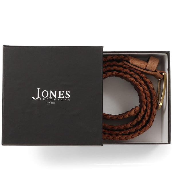 jones bootmaker Accessories Vancouver Men's Braided Leather Belt - Tan Suede