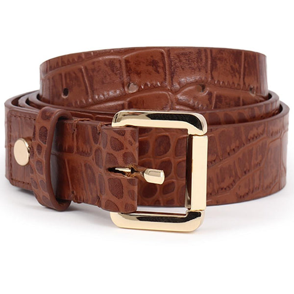 jones bootmaker Accessories Leather Belt - Tan Croc