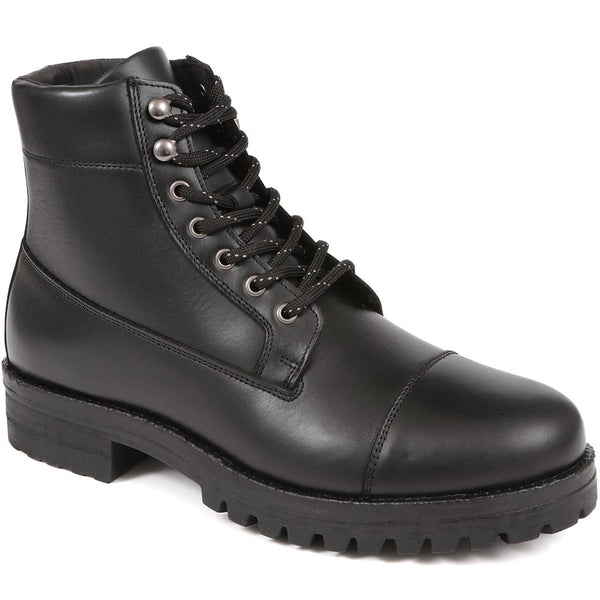 jones bootmaker Men's Leather Lace-Up Boots - Black