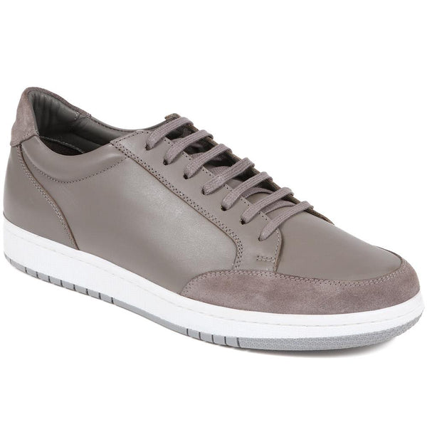 jones bootmaker Men's Simeon Leather Trainers - Grey