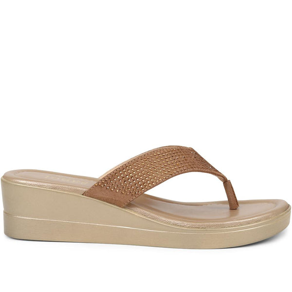 Jones Bootmaker Outlet Gerrie Wedge Sandals - Gold