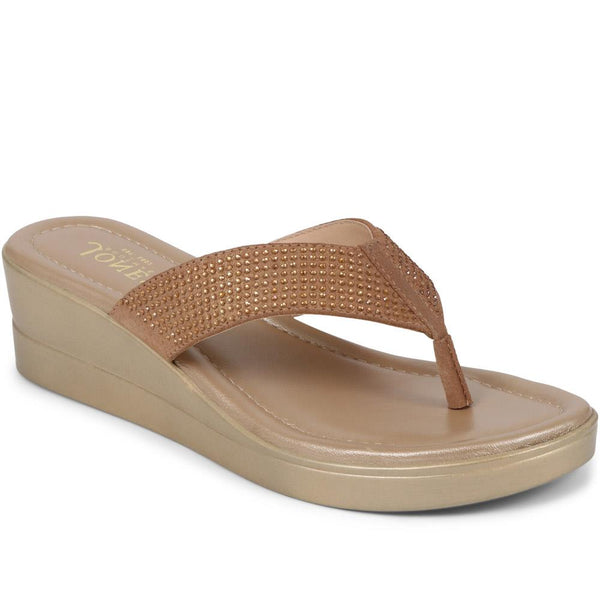 jones bootmaker Outlet Gerrie Wedge Sandals - Gold