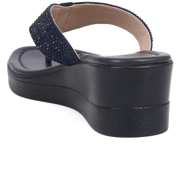 Jones Bootmaker Outlet Gerrie Wedge Sandals - Navy