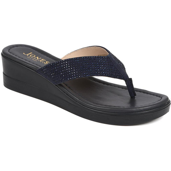 jones bootmaker Outlet Gerrie Wedge Sandals - Navy