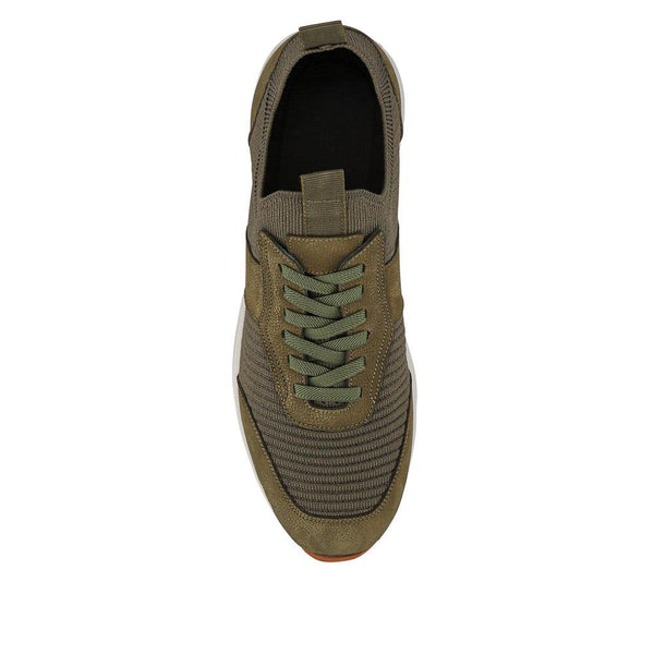 Jones Bootmaker Outlet Sean Leather Trainers - Khaki