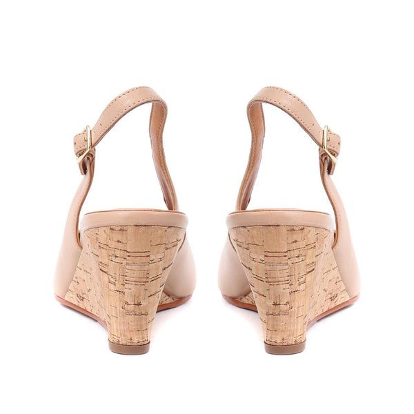 Jones Bootmaker Outlet Zahra Leather Wedges - Beige