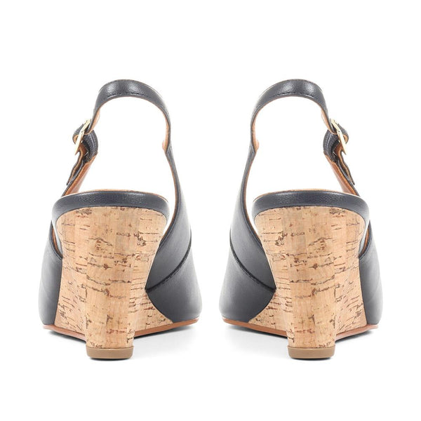 Jones Bootmaker Outlet Zahra Leather Wedges - Navy