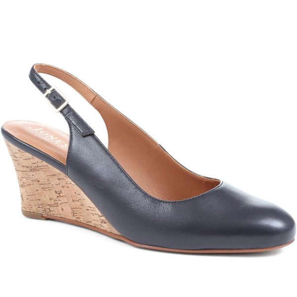 jones bootmaker Outlet Zahra Leather Wedges - Navy